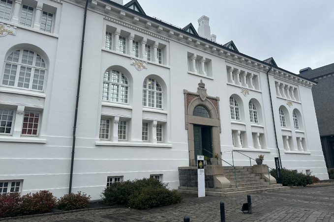 Exterior of Safnahúsið, the House of Collections in central Reykjavík, Iceland
