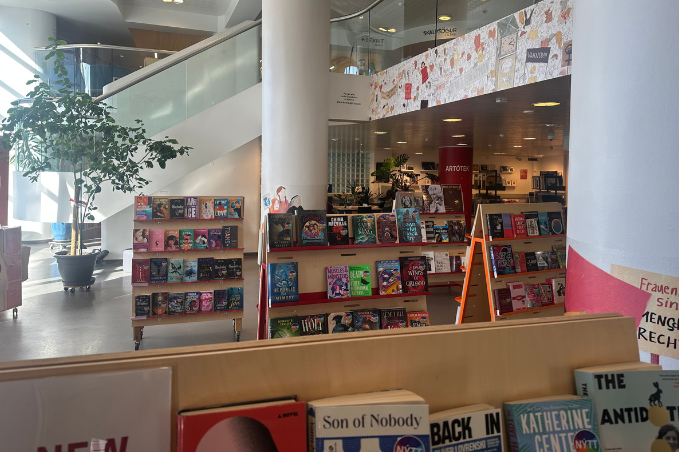 Reykjavik City Library with books and reading areas in downtown Reykjavik