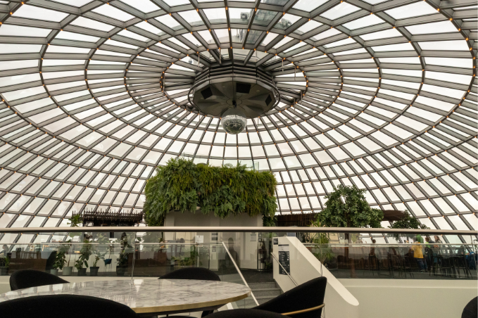 Interior of Perlan Museum in Reykjavík with its distinctive glass dome