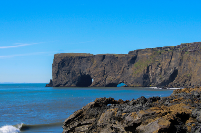 Dyrhólaey sea arch and cliffs on the South Coast of Iceland