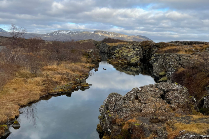 Silfra at Þingvellir surrounded by lava