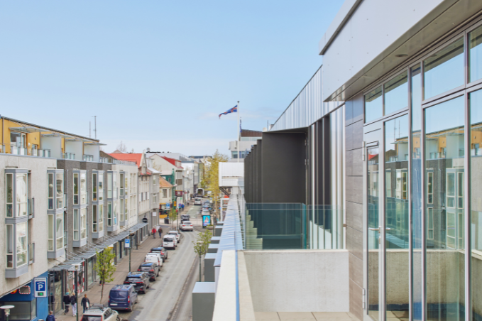 View over Laugavegur street in downtown Reykjavík from Center Hotels Laugavegur.