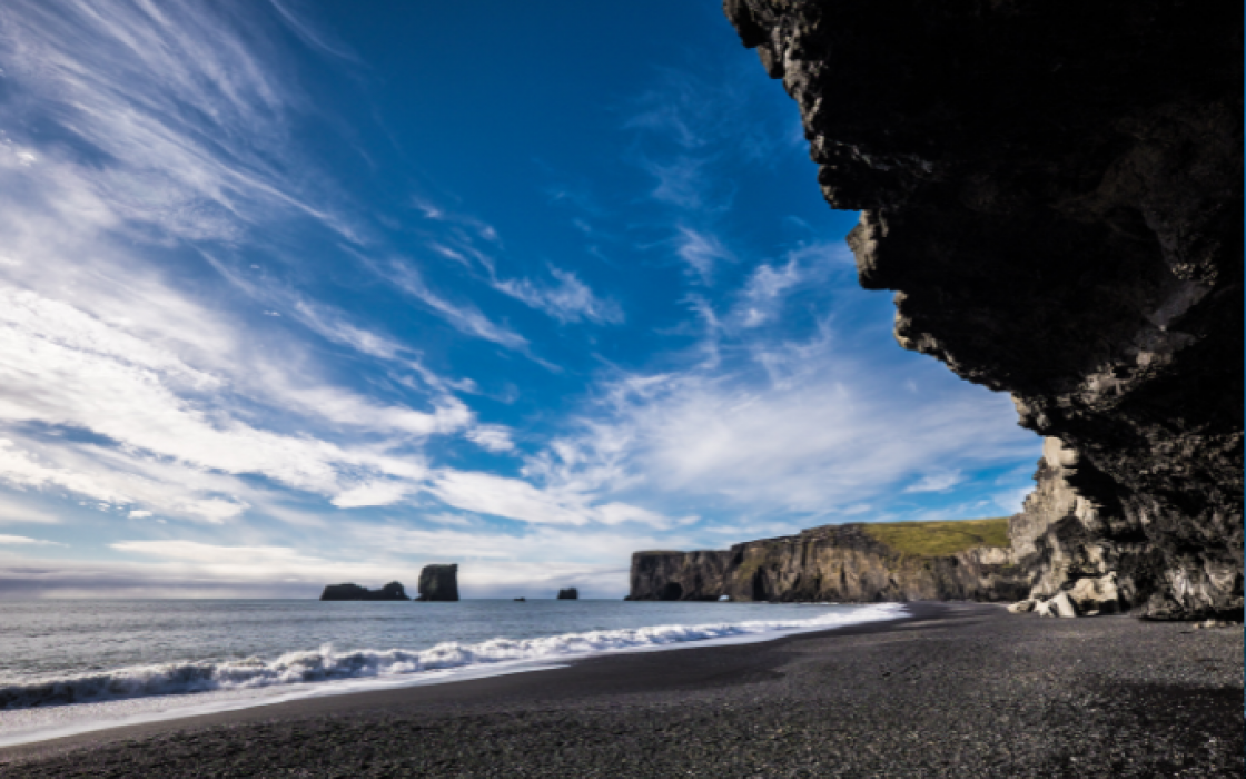 Black sand beach